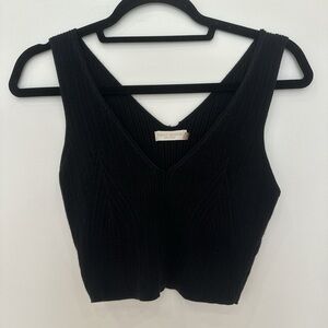 Ramy Brook Black Fitted Sleeveless Crop Tank